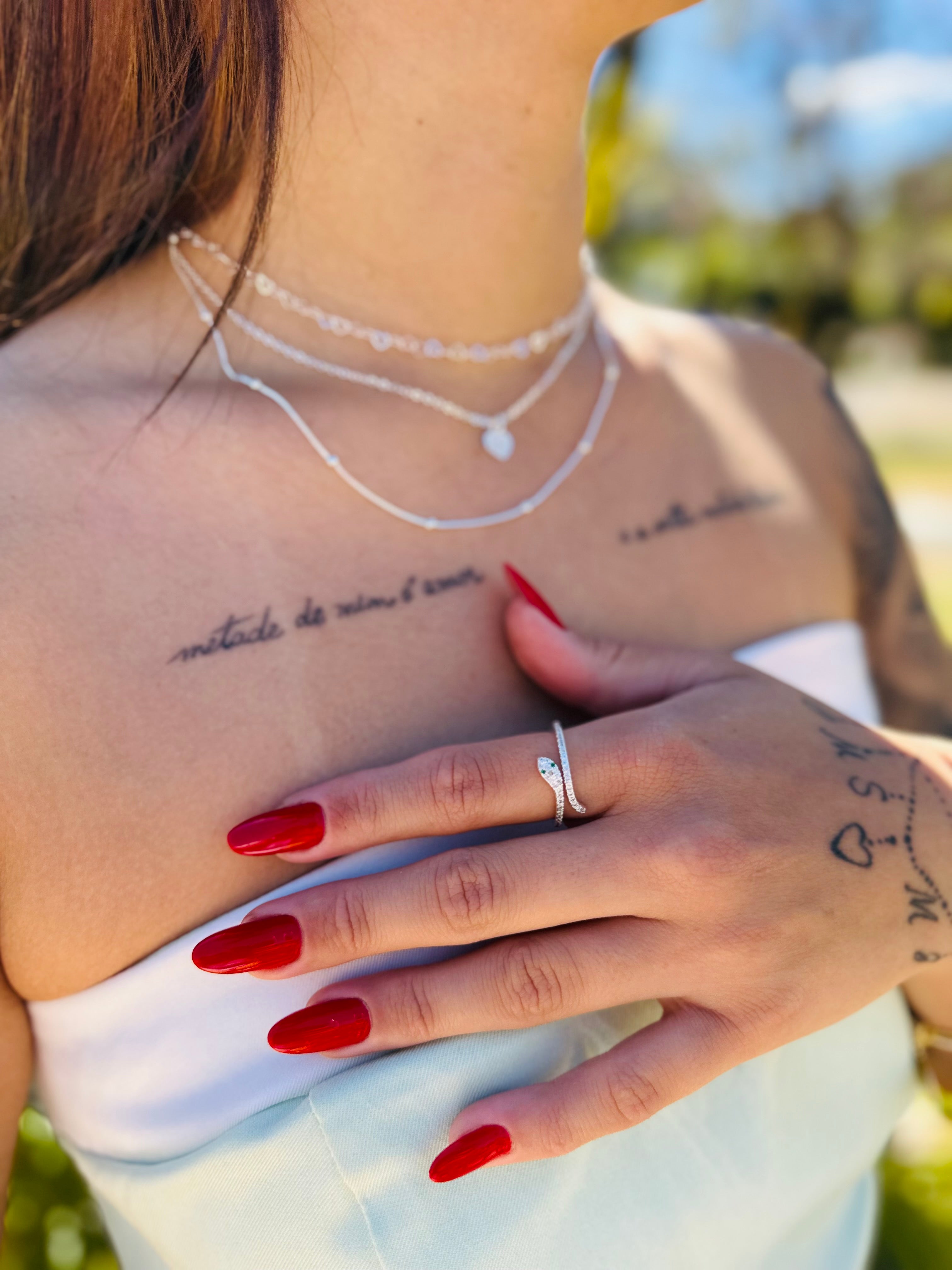 Anel Cobra banhada a Prata ajustavel