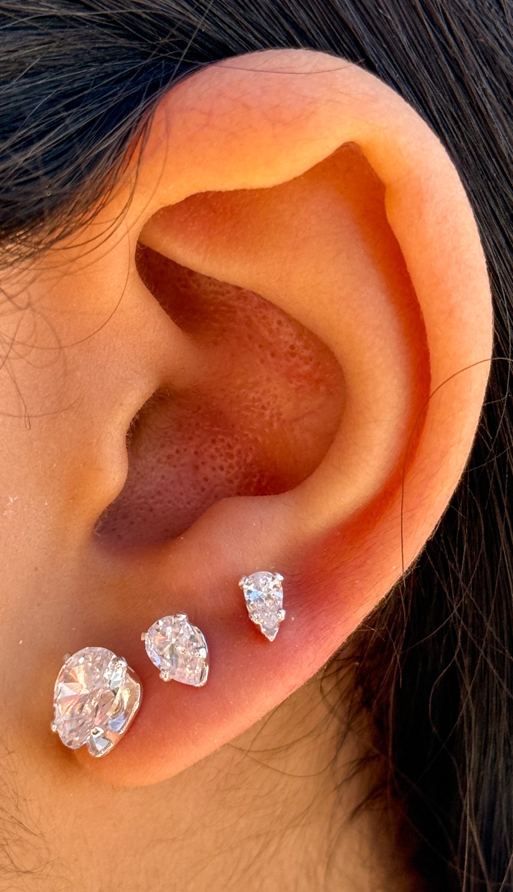 Brinco Trio Ponto de Luz banhado a Prata