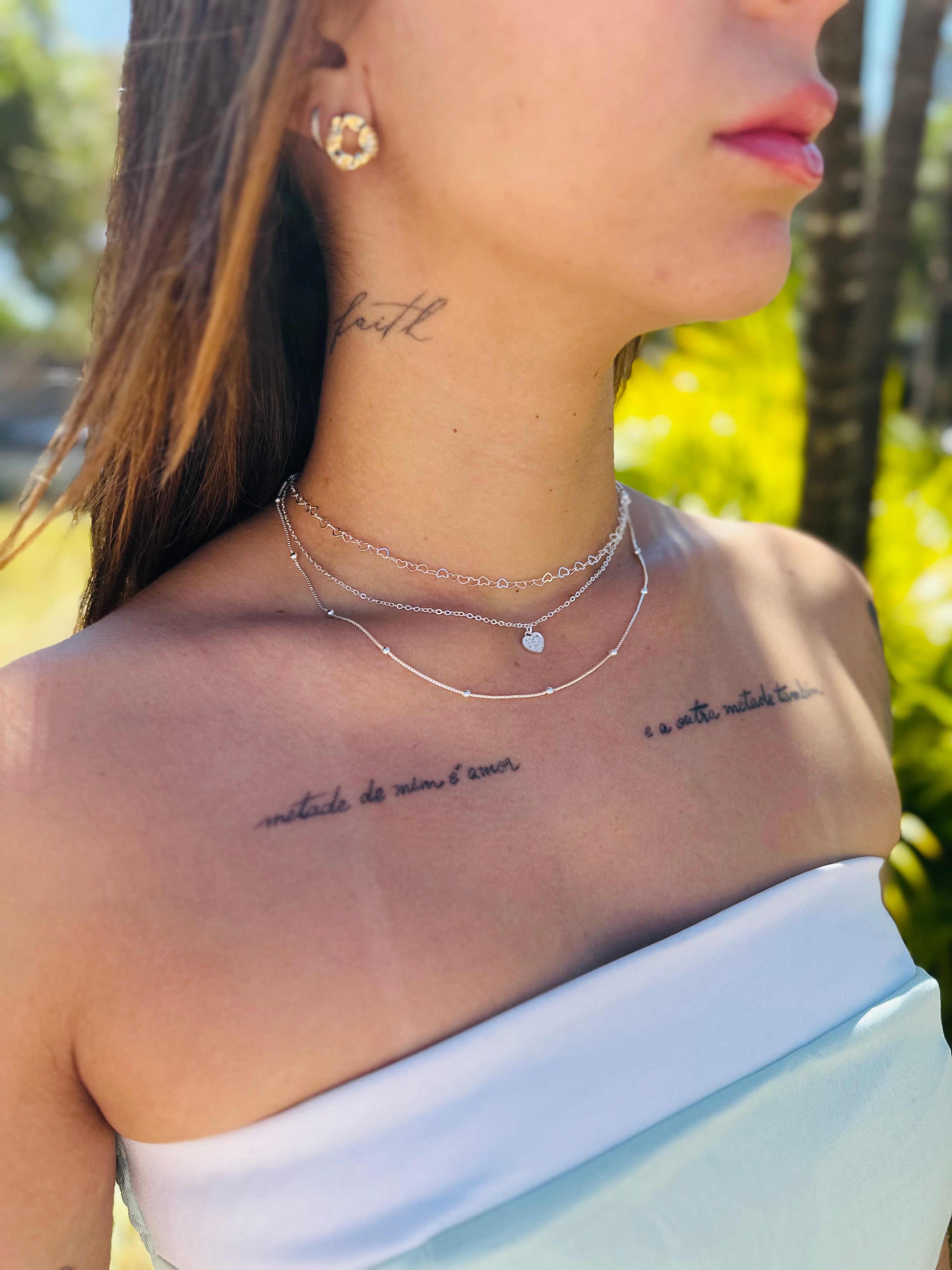 Colar Triplo Coração banhado a Prata