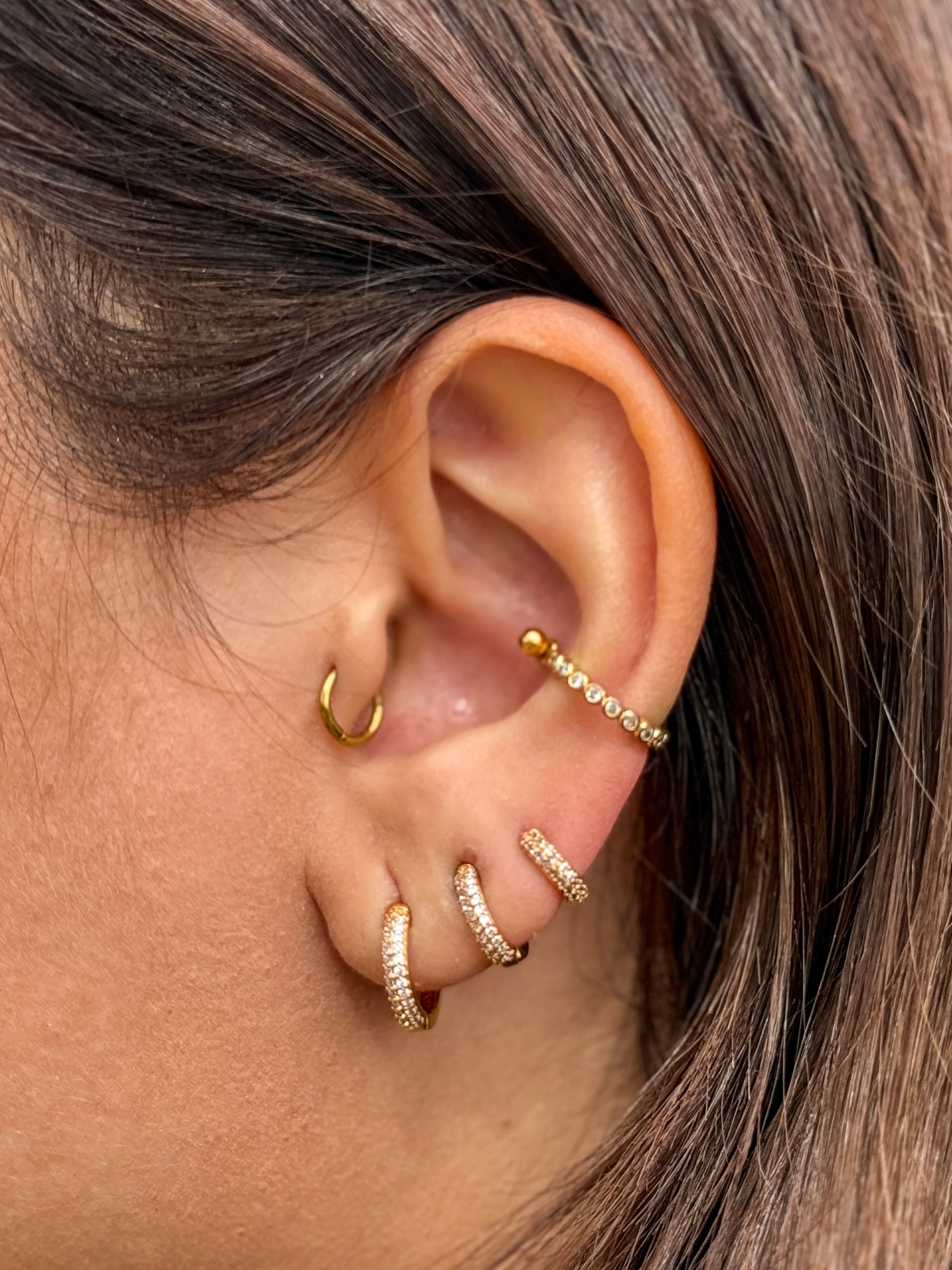 Brinco Trio Cravejado Redondo banhado a Ouro18k