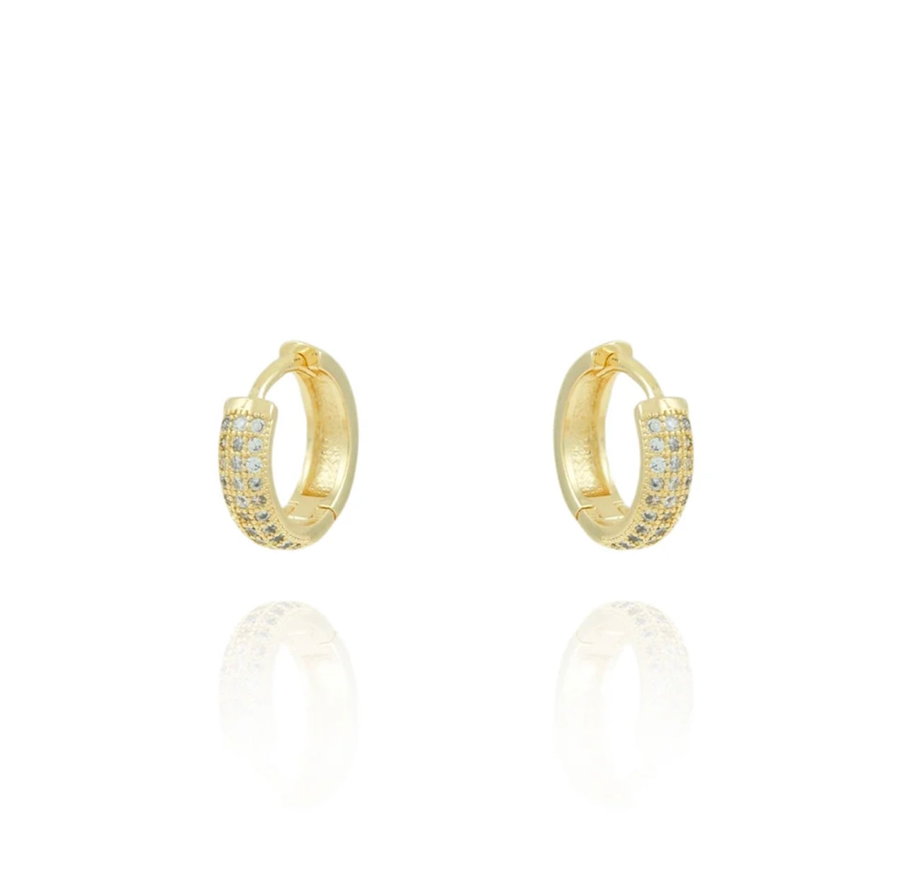 Brinco Argola Articulado Cravejado banhado a Ouro 18k