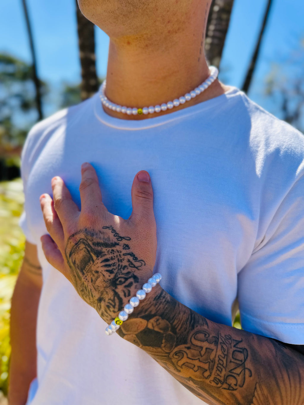 Colar Choker Pérola Branca Smile