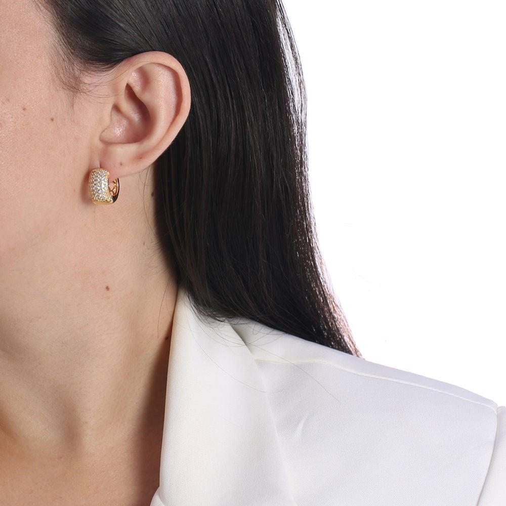 Brinco Argola Cravejado Articulado banhado a Ouro 18k