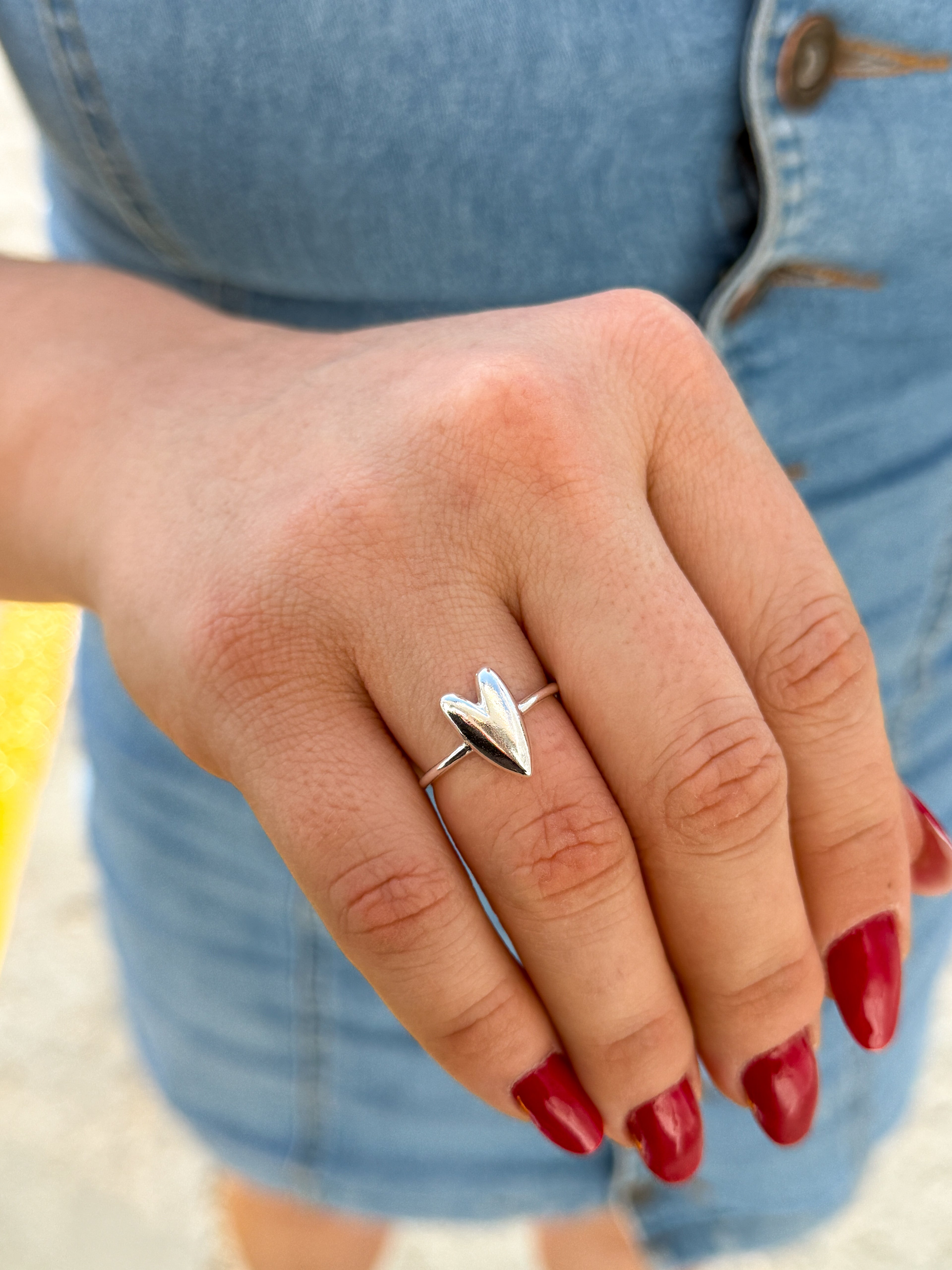 Anel Coração banhada a Prata