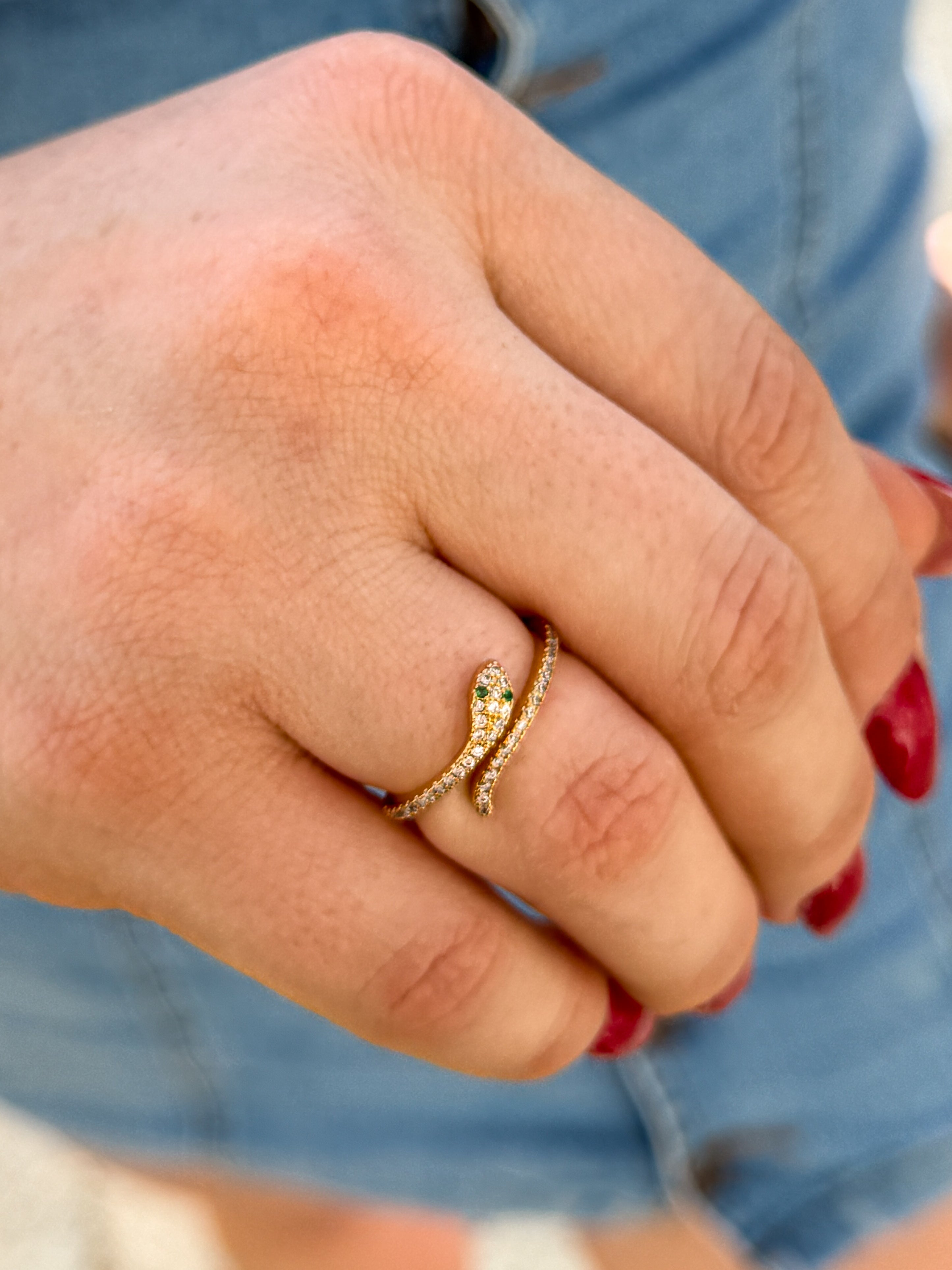 Anel Cobra banhado a Ouro 18k ajustavel