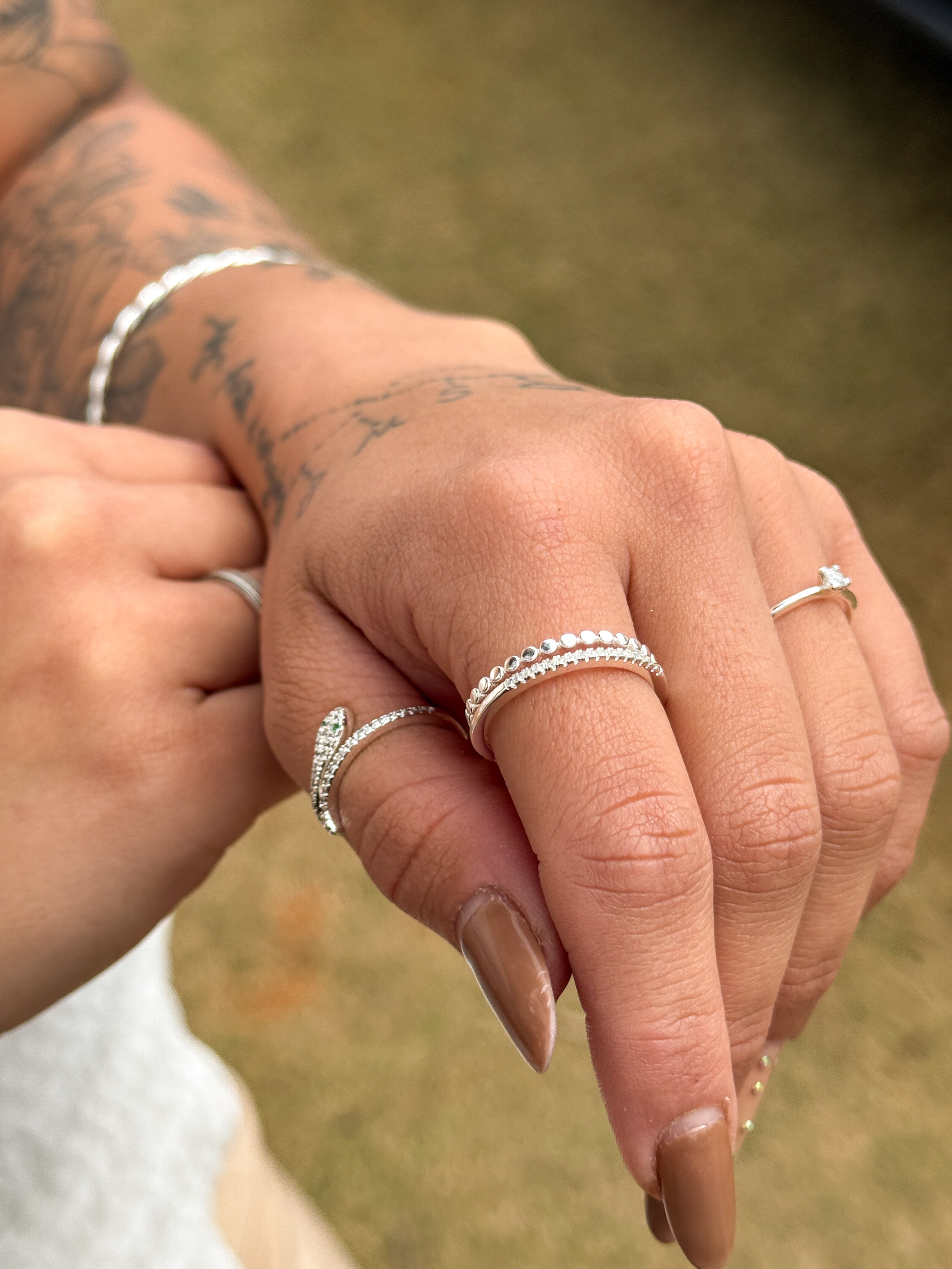 Anel Cobra banhada a Prata ajustavel