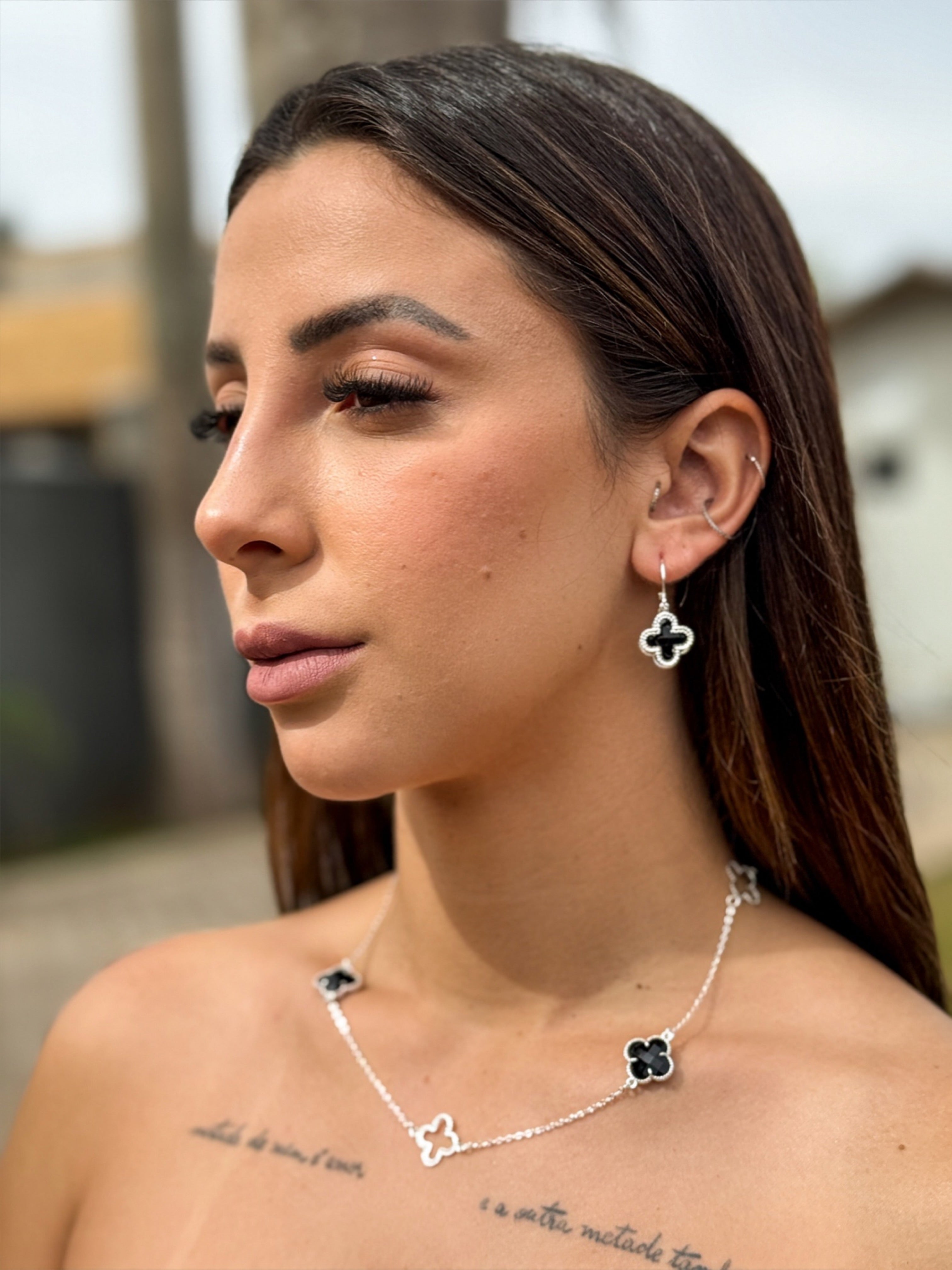 Brinco Tranqueta Trevo banhado a Prata