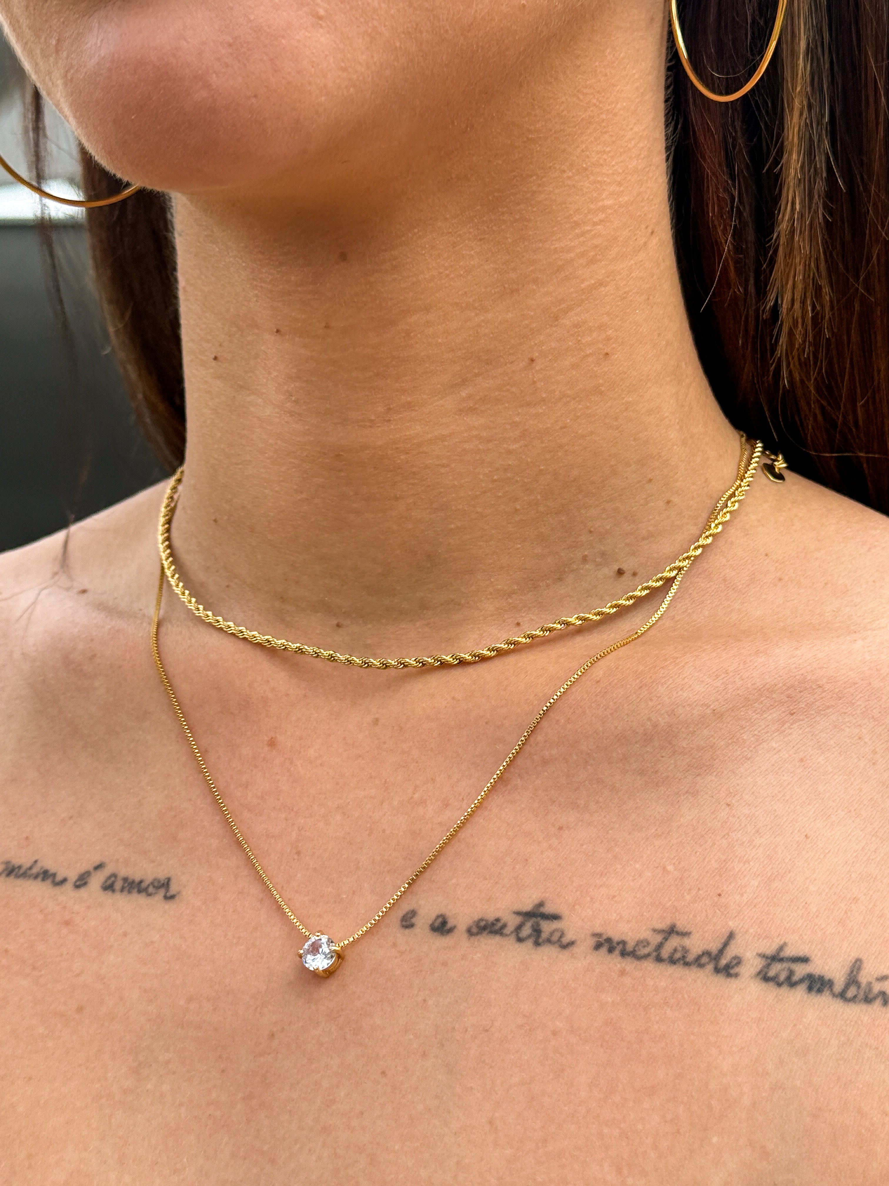 Colar Cordão Baiano 40cm banhado a Ouro 18k