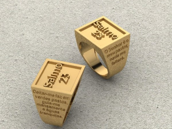 Anel “Salmos 23” banhado a ouro 18k